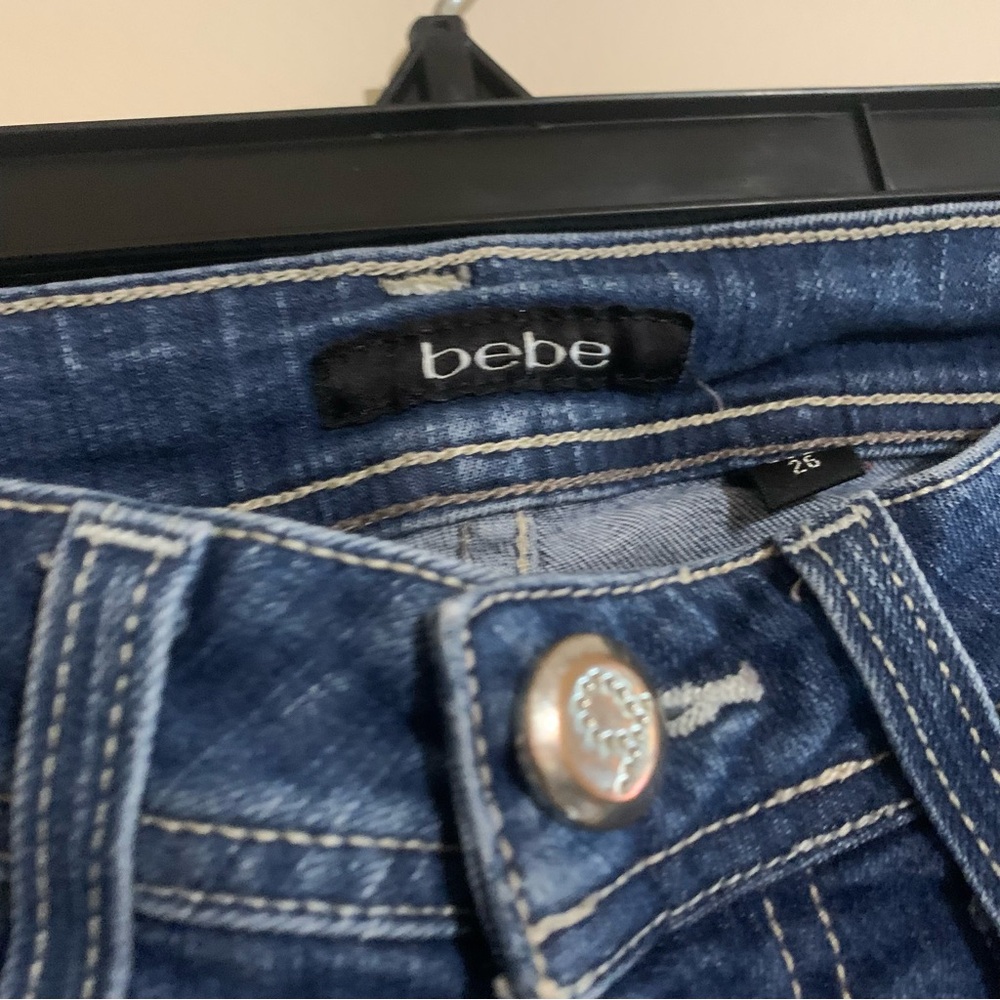 low rise bebe blue skinny jeans